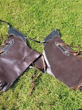 Custom Women's Dark Brown Leather Riding Chaps - Western Style